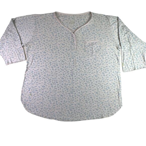 Aria Pink Floral Print Sleep Shirt Nightie Nightgown Popover Plus Size - Picture 1 of 10